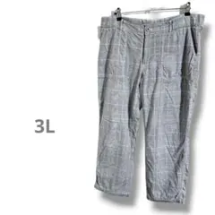 【ベルメゾン】暖パン 裏起毛 ボアパンツ フリース グレンチェック 3L グレー