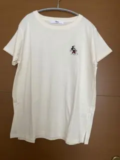Disney ミッキーマウス 刺繍 半袖Tシャツ ホワイト Lのサムネイル