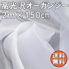 送料無料 高光沢 オーガンジー 生地 ホワイト 2ｍ 白 手芸 無地 布 I52
