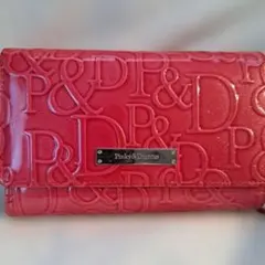 断捨離　使用回数少なめPinky&Dianne ロゴエンボス 二つ折り財布 赤