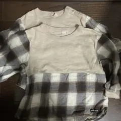 petit main チェック柄 長袖カットソー 80cm 100cm 姉妹兄弟