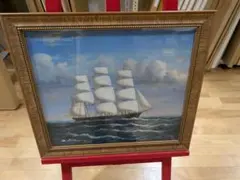 水彩画 風景 帆船37✖️25フレーム無 水彩画 風景 帆船37✖️25フレーム無