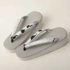 ≪菱屋カレンブロッソ×正絹小紋鼻緒≫ カフェ草履 L寸 no.3516