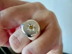 仁尾彫金『一つ桜、平打リング、幅５mm』ハンドメイド545b 仁尾彫金『一つ桜ゴールド、平打リング、幅5mm』ハンドメイド548b