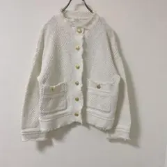 DouDou ツイードニットジャケット　春　白のサムネイル