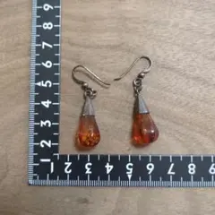 ヴィンテージ 琥珀のシルバーピアス