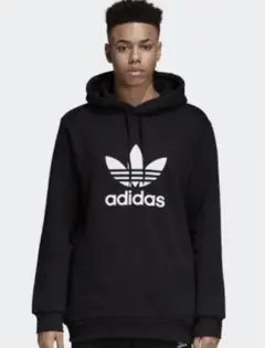 新品 adidas 黒 パーカー アディダス ブラック プルオーバー