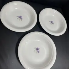 ※　食器　皿　花柄　3枚セット　キッチン　日用品　丸皿　ワンポイント