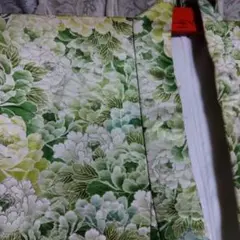 花柄着物 緑色系着付け練習用 リメイク材料古布