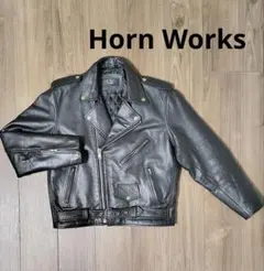 【美品】Horn Works 本革 ダブルライダースジャケット アメジャン