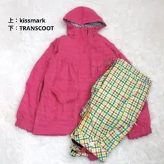 スノーボードウェア ピンク チェック柄 派手 キスマーク トランスクート
