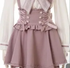 LIZLISA リズリサ ハートバックルサスペンダー付スカパン ピンク