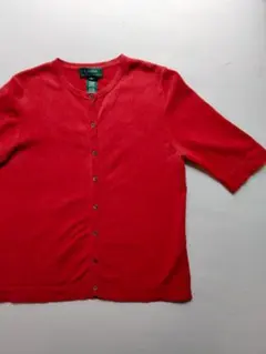 LAUREN Ralph Lauren 赤 五分袖カーディガン M