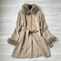 タグ付き　サガファー　ベルテッドコート　カシミヤ100 最高級ブルーフォックス