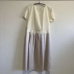 ワンピース　春　レース切替　リボン　パーティー