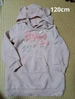 メゾピアノ　くま耳 フード付き　チュニックワンピース 120