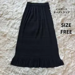 美品 インポート ウエストゴム ロングスカート フリル プFREE SIZEのサムネイル
