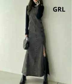 未使用/GRL/グレイル/フロントジップスリットデニムジャンパースカート/S
