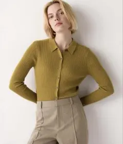 メリノリブポロカーディガン イエローＬ