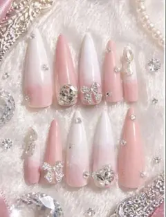 ネイルチップ ベイビーブーマー キルティング 埋めつくし ギャル ワンホン 韓国