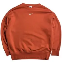 NIKE 刺繍スウッシュ 無地スウェット オレンジ M ワンポイントロゴ