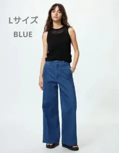 UNIQLO ユニクロ ワイドトラウザージーンズ L BLUE