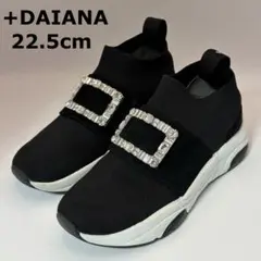 未使用✨今期　現行　+ダイアナ ビッグリボンスニーカー 黒　軽量撥水加工 24 未使用✨今期 現行 +ダイアナ ビッグリボンスニーカー 黒 軽量撥水加工