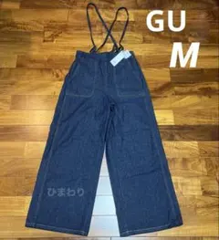 No.5202 GU ジーユー サスペンダー ツキ デニム ワイド パンツ Mのサムネイル