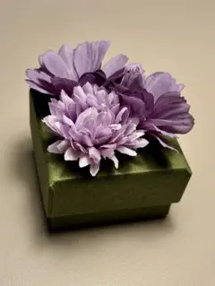 ハンドメイド フラワー ジュエリーボックス グリーン×パープル 上品なギフト箱