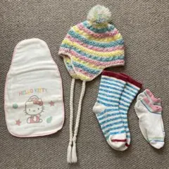 ベビー 女の子 ニット帽 汗とりガーゼ 靴下☆ 4点セット【まとめ売り】