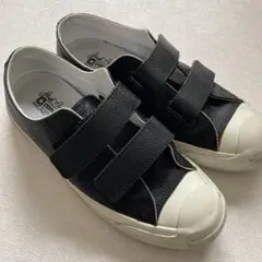 コンバース レザー ジャックパーセル ブラック ベルクロダブル