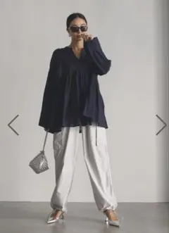 極美品room306 Cotton Gauze Flare Shirt ブラック