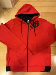 New Balance メンズ フルジップパーカー レッドブラックLサイズ