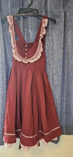 バーガンディ フリルノースリーブワンピース チェック柄ミニワンピース写真追加です