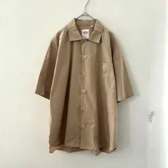 ダントン／ゆったりサイズ40 丸襟 リネン半袖シャツ ハーフボタン