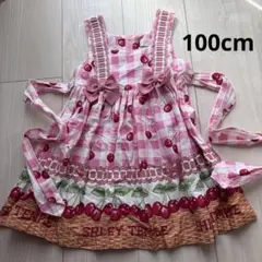シャーリーテンプル ハート胸当てギンガムセット 100cm 赤色 - メルカリ