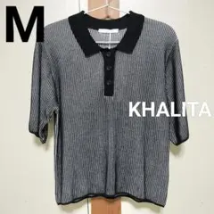 しまむら KHALITA リブ ポロシャツ 半袖 Tシャツ 黒 M ブラックのサムネイル
