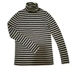 UNIQLO メリノリブタートルネックセーター ボーダー XL