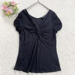 【マテリアミラノ】 ギャザーデザイン シャツ ブラウス (M) 上品 薄手のサムネイル