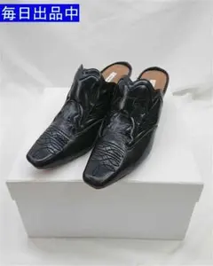 &アメリ AMERI ウエスタン刺繍レザーミュール ブラック系 レディース