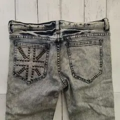 GLAD NEWS デニム スタッズ ジップアップ ダメージ ジーンズ y2k