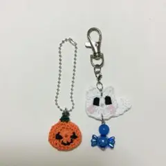 レース編み❤︎チャーム❤︎ハロウィン♡白ニャンキャンデイ付ホルダー❤︎(๑˃̵ᴗ˂̵)