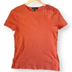 ローレンラルフローレン 肩レースアップ半袖Tシャツ オレンジ コットン100春夏のサムネイル
