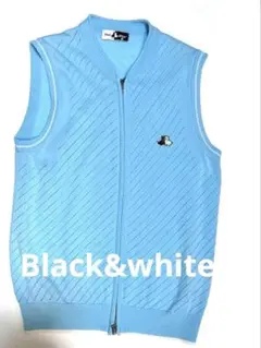 ⑥Black&whiteベスト ジップアップ ブルー