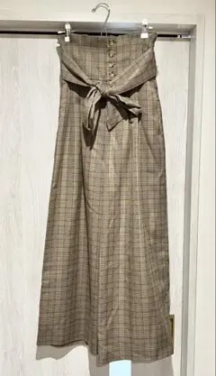 ハイウエスト チェック柄ガウチョパンツ