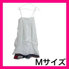 Mサイズ ホワイト キャミワンピース コットン100% キャミワンピ かわいい