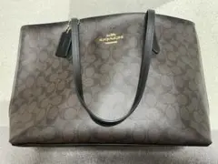 COACH ロゴパターン トートバッグ ブラウン