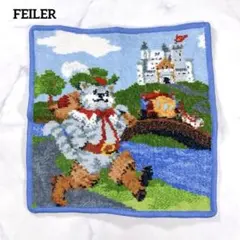 FEILER フェイラー ハンカチ タオル地 テディ柄 青 長靴を履いた猫 綿のサムネイル