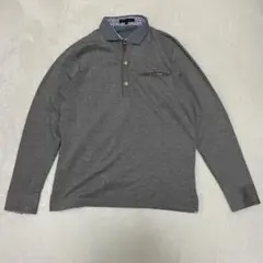 m.f.editorial ポロシャツ 長袖 首元花柄 グレー M