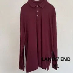 LANDS’ END ランズエンド XLT 長袖ポロシャツ 無地 ボルドー 古着のサムネイル